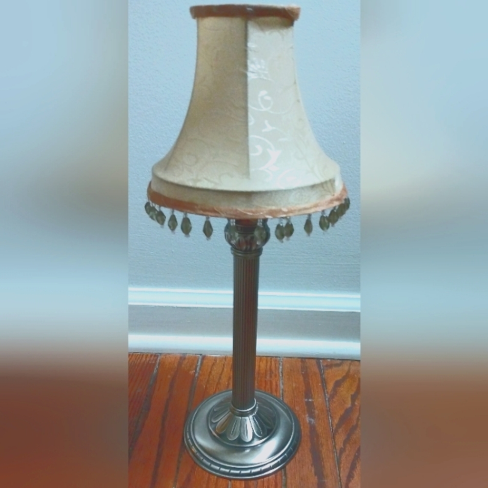 Beautiful Partylite Silver Satin  Candlestick Votive with Bejeweled Shade